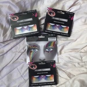 Lot of 3 Rainbow Lashes and 1 Face Art New in Package